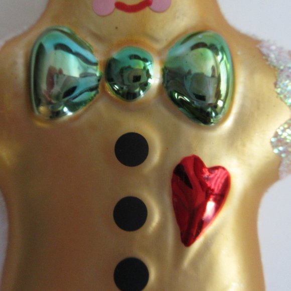 Glass Gingerbread Man Christmas Ornament Columbia Kurt Adler Hand Painted Vtg - Picture 4 of 10